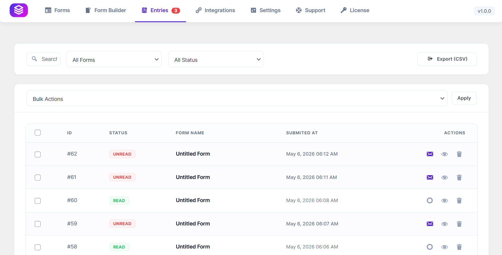 FormLayer Entries Management